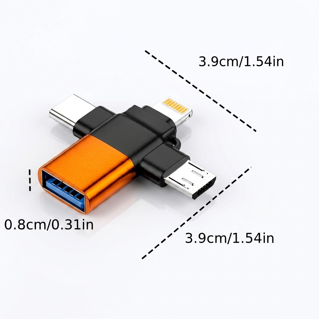 3 in 1 USB OTG Adapter | USB-C, Micro USB & Lightning to USB 3.0 Female Converter | High-Speed OTG Adapter for Android, , Tablets, USB Flash Drive, Keyboard, Mouse & Camera