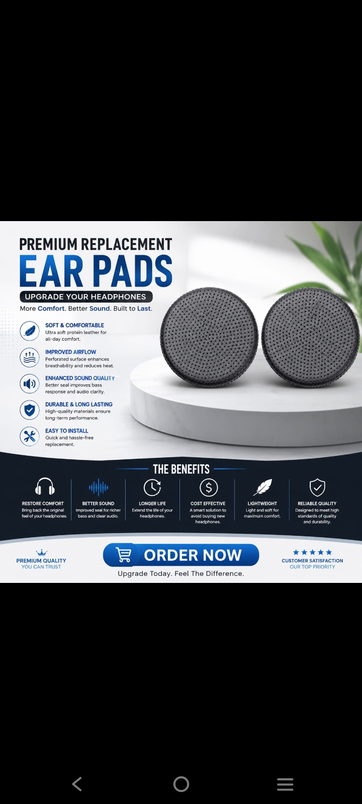 headphone replacement cushion ear pads or covers for Poly & Jabra Headset – Soft Foam 60 mm  Headphone Ear Pads Cover 6 cm for Plantronics Blackwire 3320 3325 C3220 & Jabra PRO 920 930 935 9450 9460  jabra evolve 20, 40 and plus modals