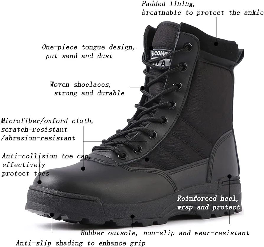 Military Combat Swat Shoes / Boots Men Breathable Special Forces Hiking Army Shoes Lightweight Outdoor Training Non-Slip Tactical Patrol Shoes, Black Long Shoes Cheap price Discount