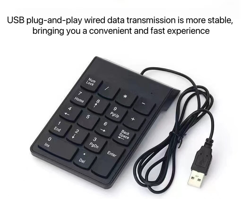 USB Numeric Keypad Wire Numpad Digital 19 Key Mini Keyboard For PC Laptop Notebook Tablets Accounting Number Pad Bank Stocks