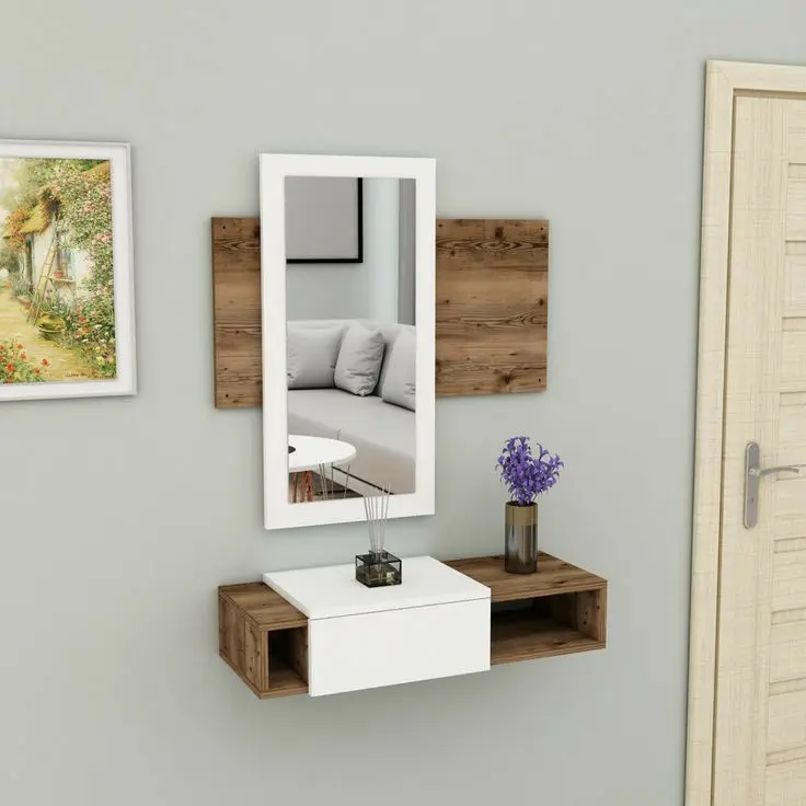 Wall dressing table with mirror 110x74x48,5 cm white MDF ML-Design with  price advantage