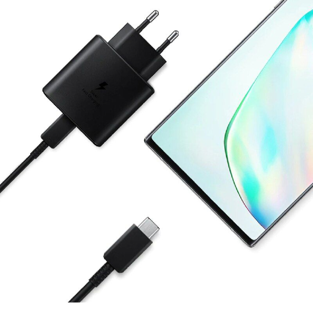 Original 45W Samsung Super Fast PD Charger USB Type-C For Galaxy S24,S23,S22 ,S21,S20 , Ultra S10,S9....,Note 10,Note 20+ _Quick Super Fast PD Adapter & Type C Cable _ Also Support All Android Phones Google pixels