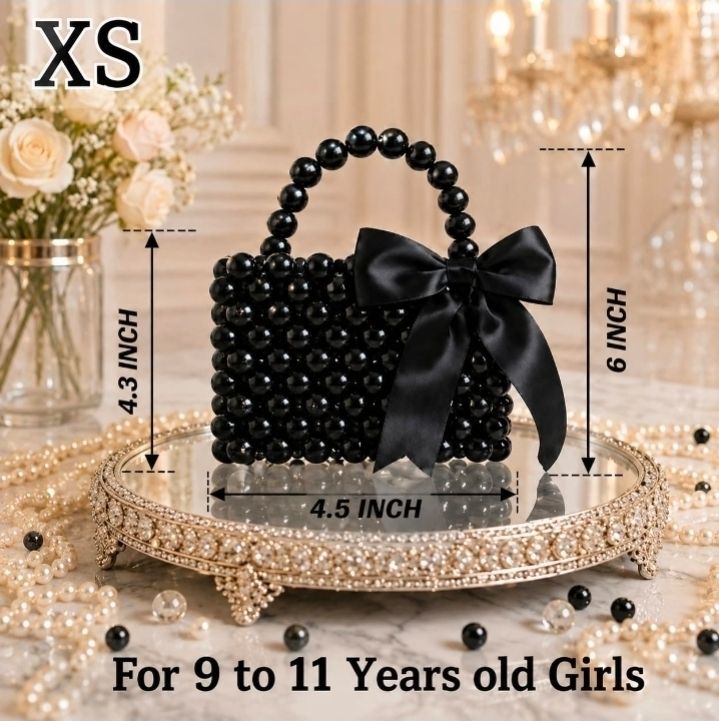 Elegant Mini Handmade Pearl Bag With Ribbon Bow – Versatile Design for Crossbody and Shoulder Carry - Wedding Clutch