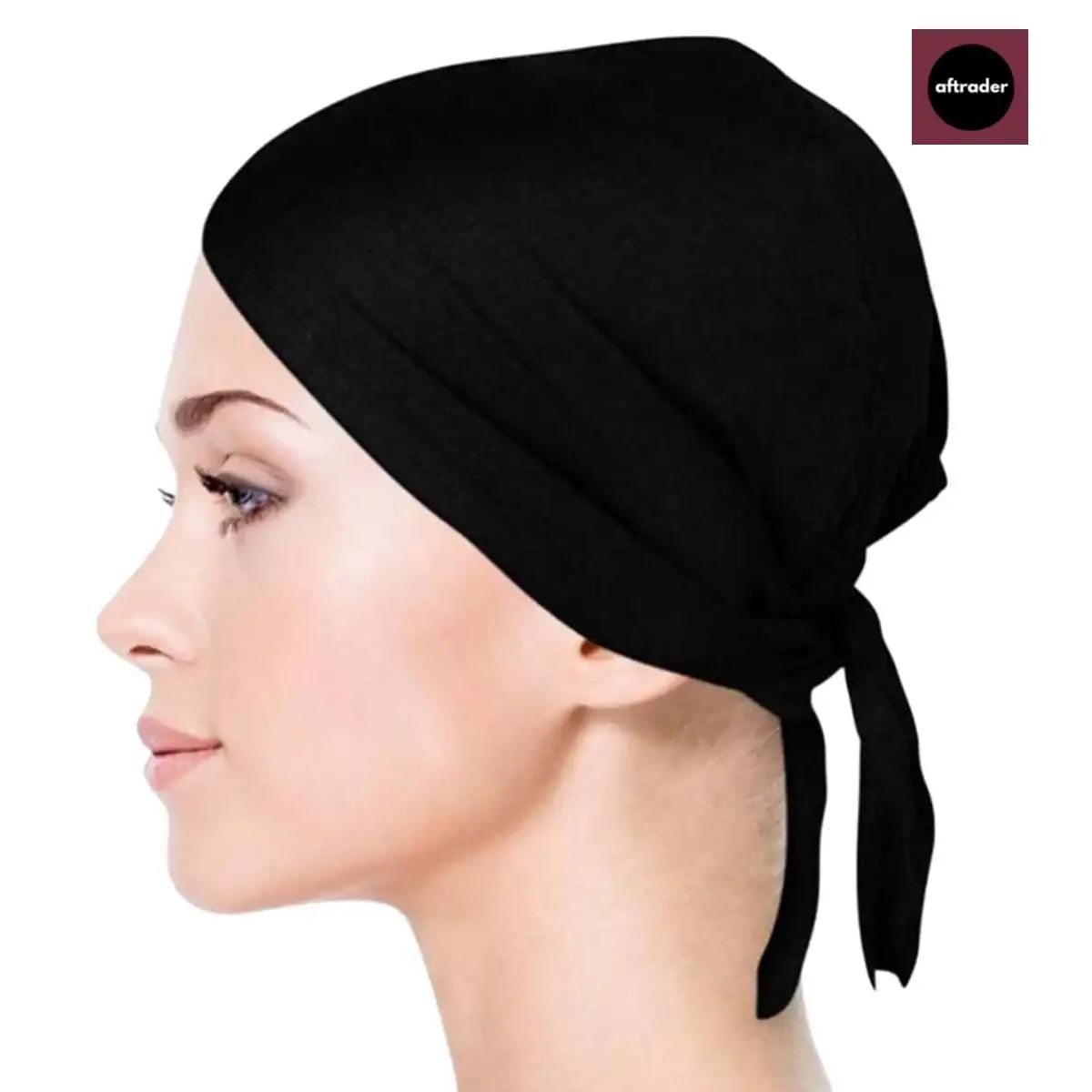 Pack of 01 Under Scarf burqa Hijab inner cap with dori strip Bonnet Hat Cotton Head Cover Inner Caps Women Muslim Inner Hijabs Cap Underscarf Hijab burka for Girls black skin