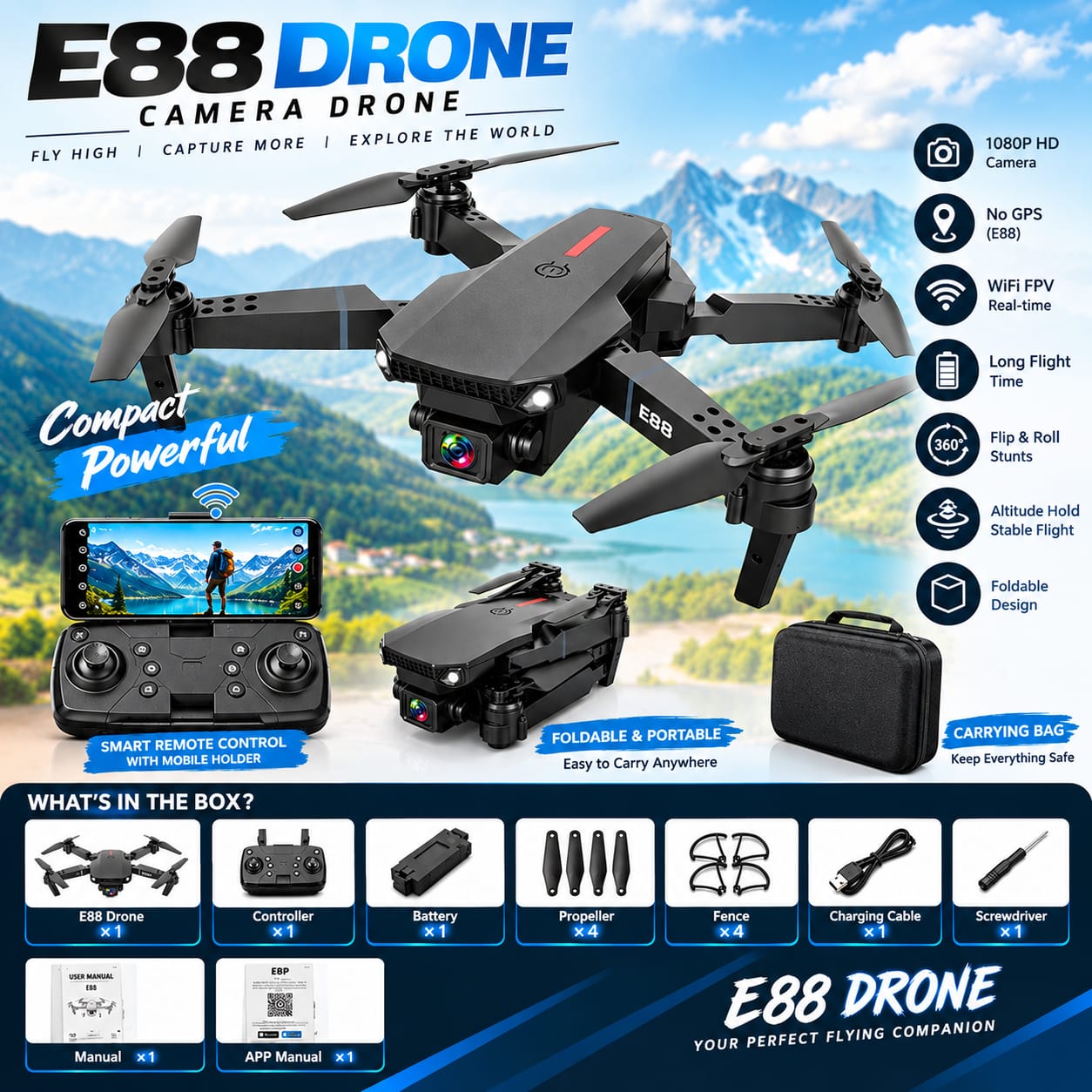 E88Pro Camera Drone High Quality Camera Drone Top 1 Stable Drone Approved By 100 Best Users 
Top Quality Drone