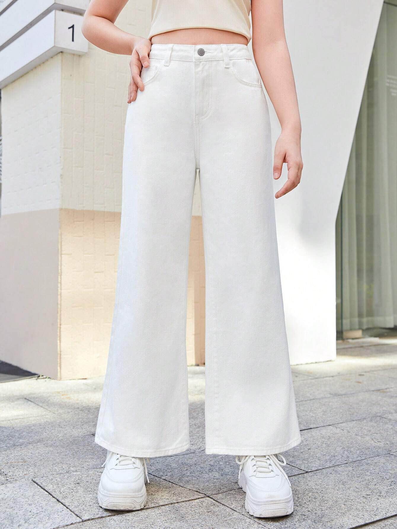 White High Waist Wide-Leg Jeans Premium Quality