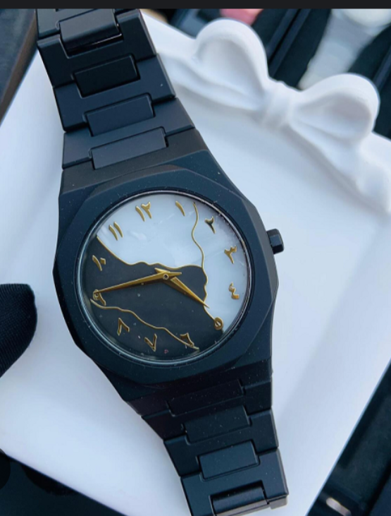 Black Aura New Design Arabic watch 2025 New Arabic Aura Watch Green Modern Creative Design Arabic Aura Latest 2025 Watch for Men | Butterfly Clasp High Quality Watch