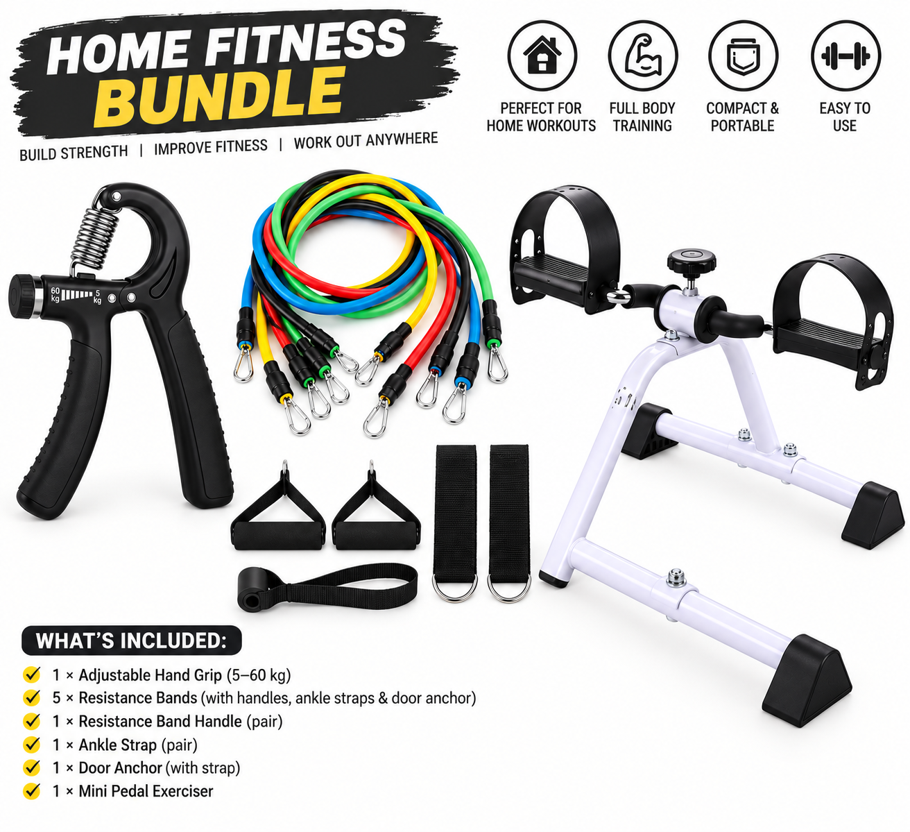 Exercise Cycle  Portable Pedal Exerciser  Digital Display Monitor  Arm & Leg Workout Machine  Compact Fitness Equipment for Home, Office & Physical Therapy  Adjustable Resistance  Low Impact Exercise Bike
