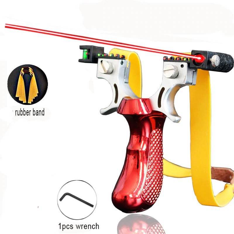 Metal Target Practice Launcher with Laser Pointer High Power Elastic Rubber Band Outdoor Sporting Activity Precision Aim Training Tool
