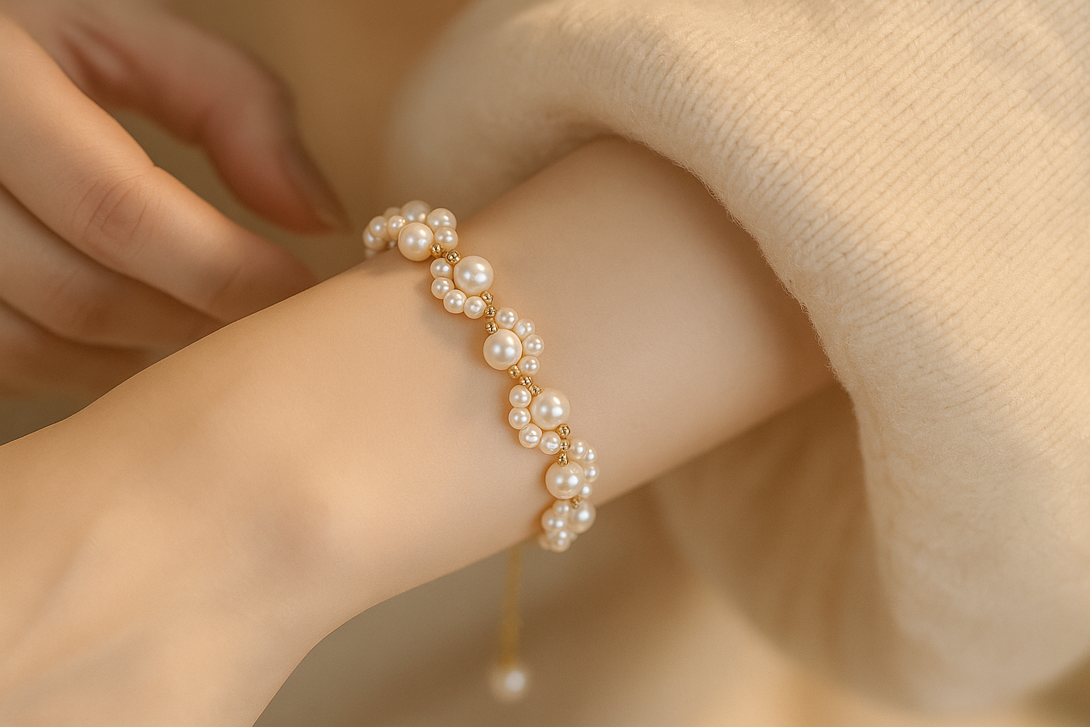Bracelet For Girls Elegant Cat's Paw Pearl Beaded Beautiful & Stylish Bracelet For Women Fashion Jewelry