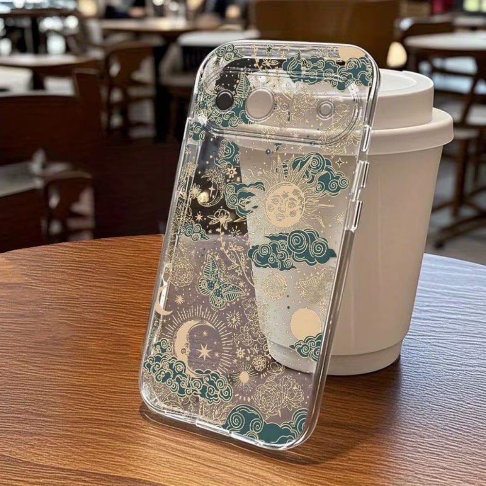 Transparent Soft Silicone Retro Sun Moon Star Pattern Phone Case For Google Pixel 11 10 9 8 7 6 Pro XL 9a 8a 7a 6a Back Cover