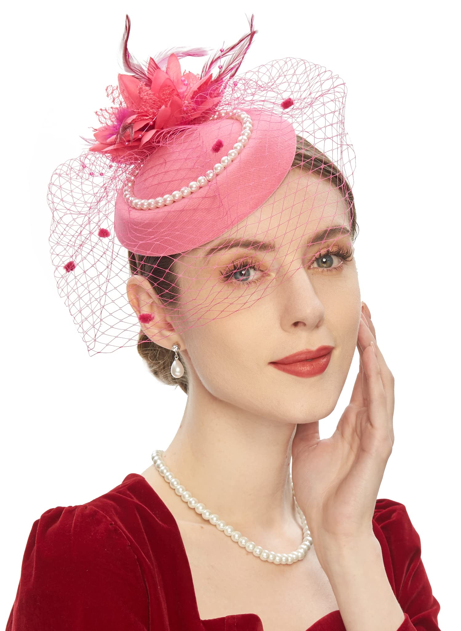Elegant Fascinators For Women Charming Mesh Feather Headderss Cocktail Tea Party Hairbands Civil Wedding Hat Hair Accessories