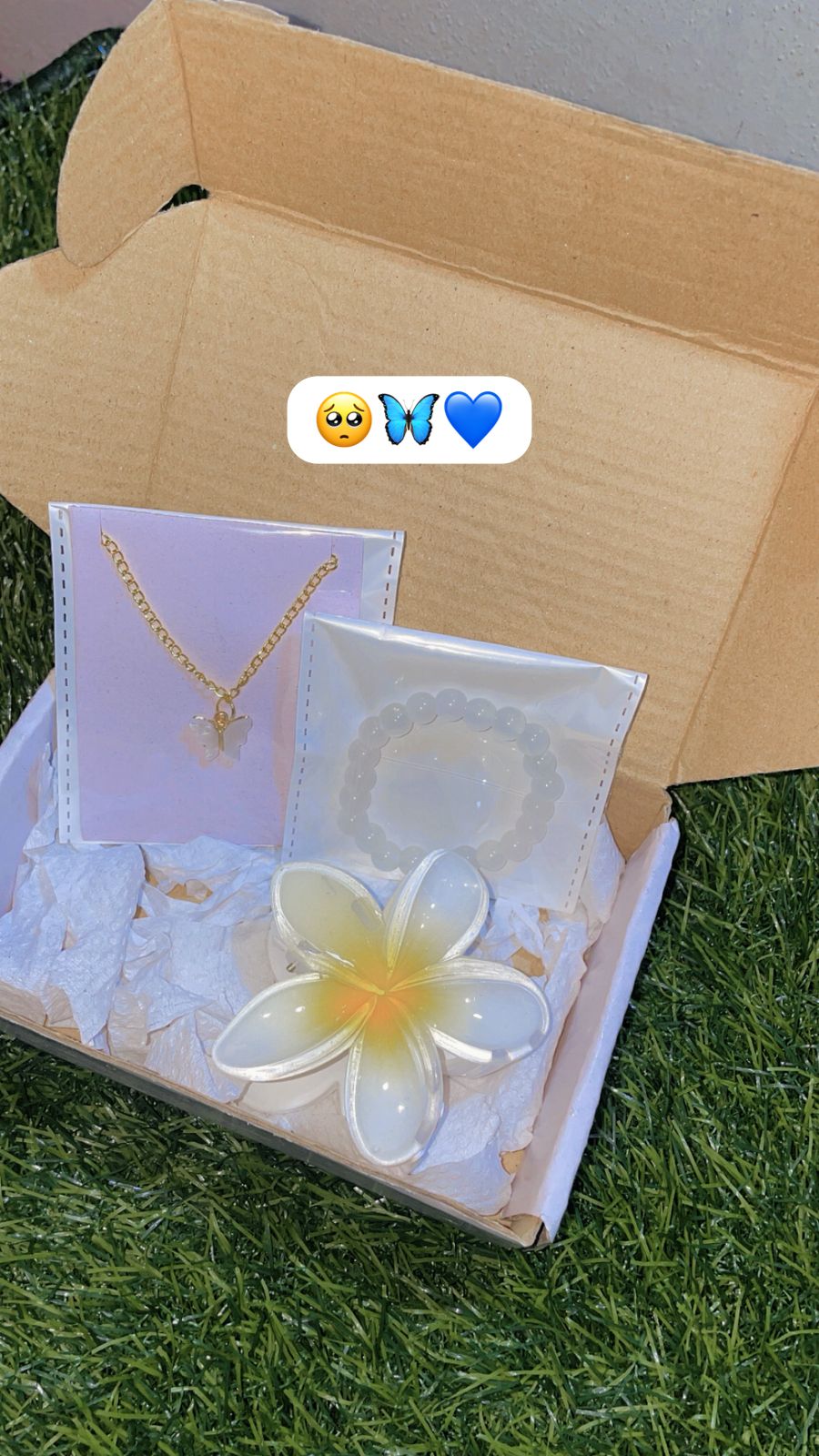 3-in-1 Aesthetic  Jewelry Gift Set for Girls - Butterfly Pendant Necklace,  Beaded Bracelet &  Flower Hair Claw Clip - Perfect Birthday Gift for Her - Premium Packing and Quality By KR Design's....