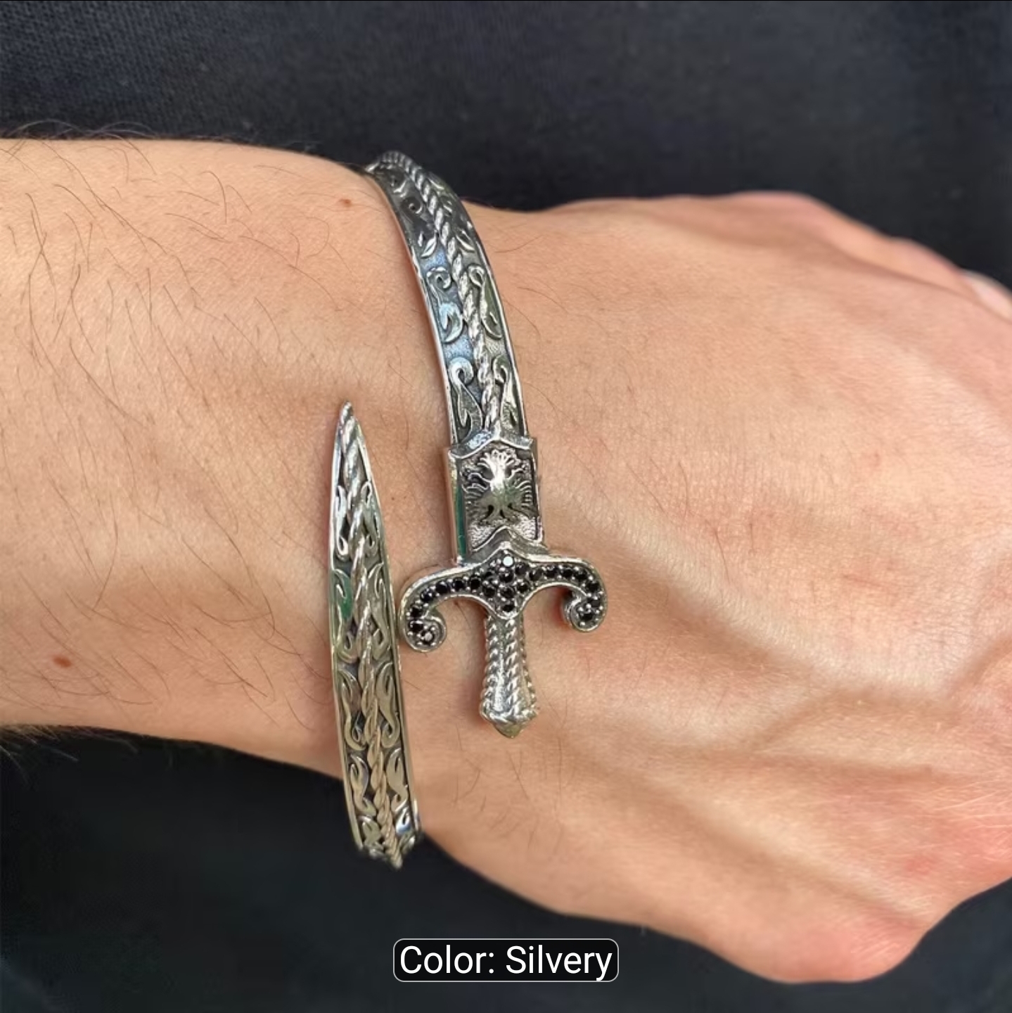 Sword Shaped Adjustable Bracelet with Opening, Jewelry Gift 1pc for men and women
