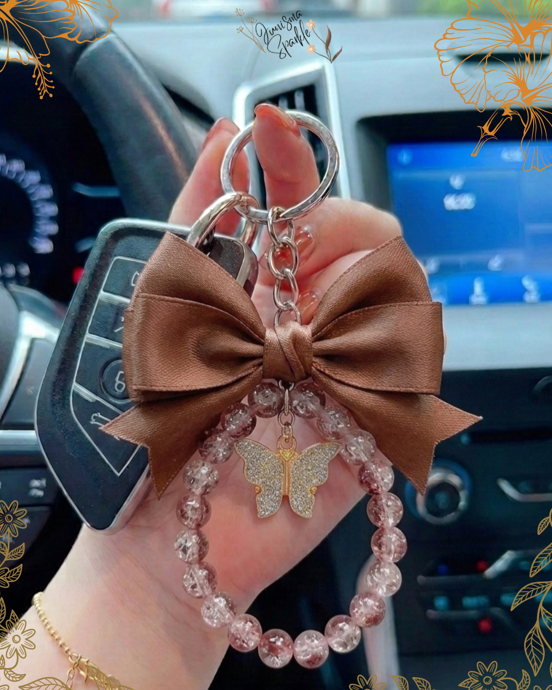 Bow keychain for Girls and women | Bow Pearl Keyring for Car Keys, Bag Charm for Purse & Handbag, Stylish Key Chain Accessory,Beaded Key Holder for Backpack,Aesthetic Key Chain for Wallet,Fashion Gift Keychain for girls | Cute Pink Bow Keychain for Girls