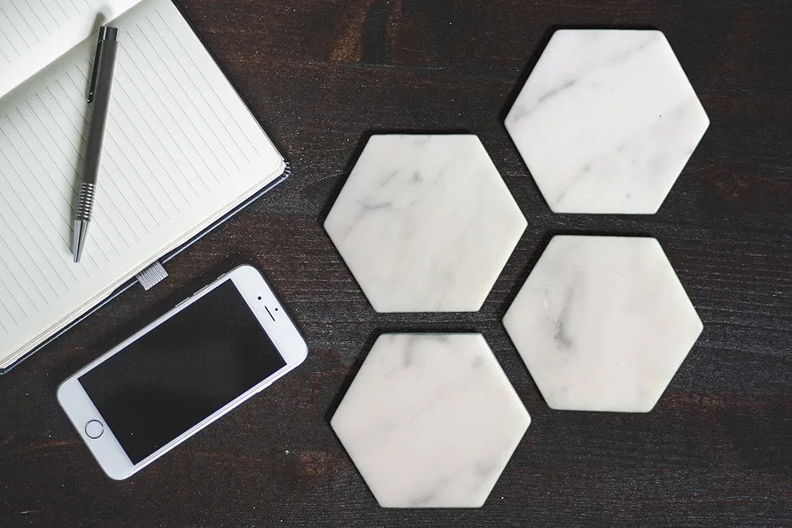 White marble tile-style surface detail