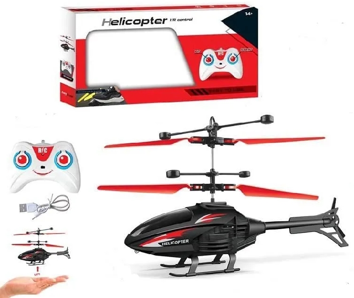 Helicopter Remote Control and Hand Sensor Charging, 2 in 1 Helicopter Toys with 3D Light, Indoor & Outdoor Flying Toys for Boys Kids (Multicolour) - Free Delivery