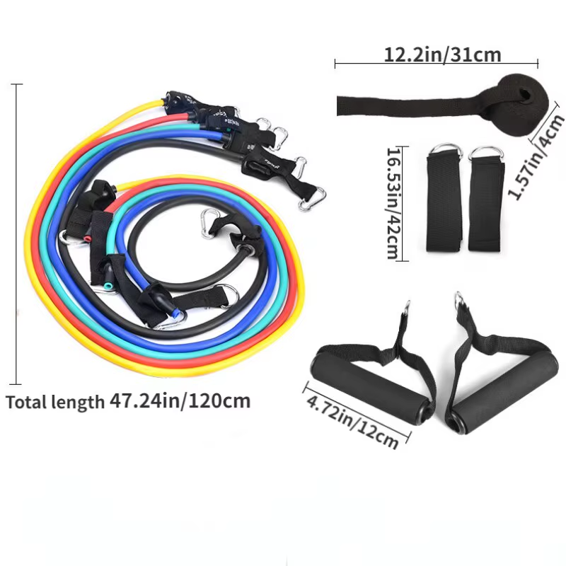 11 Pcs Power Resistance Band Set for Workout & Exercise | Resistance Bands for Men & Women | Resistance Band for Pull Up | Fitness Resistance Bands Set for Home Gym | Latex Exercise Bands for Full Body Training