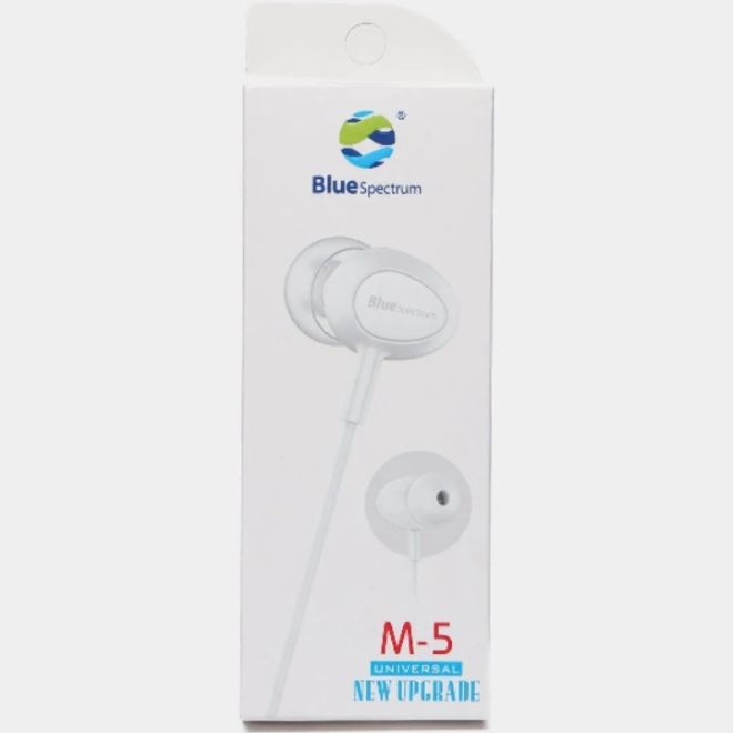 Original Blue Spectrum M5 Handfree Stereo Earphones High Base Hand Free Ear Phone For All Mobile Phone