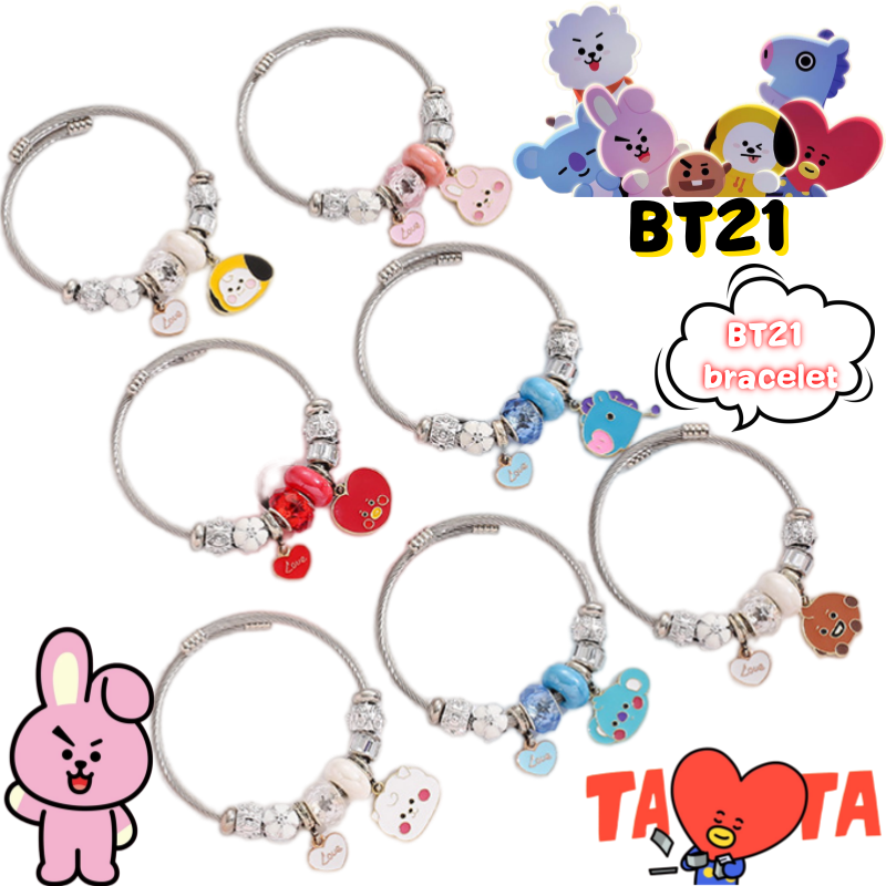Bt21 koya Shooky Mang Cooky Chimmy Bracelet High Color Value Cartoon Doll Shape Creative Couple Joker Stainless Steel Bracelet
