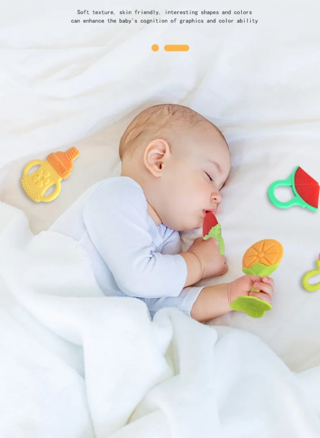 Silicone Baby Teether, Baby Teether Toy, Fruit Shape, Baby Accessories, Baby Silicone Fruit Shape Teether, Fruits Design Teether For Babies And Infants, Very Soft Fruit Shapes Design Baby Teether Silicone