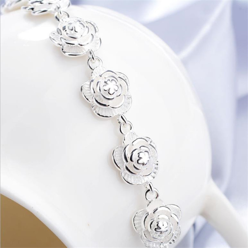 925 Sterling Silver Bracelets for Women elegant flowers Chain Fashion classic Wedding Party Christmas  fine Jewelry