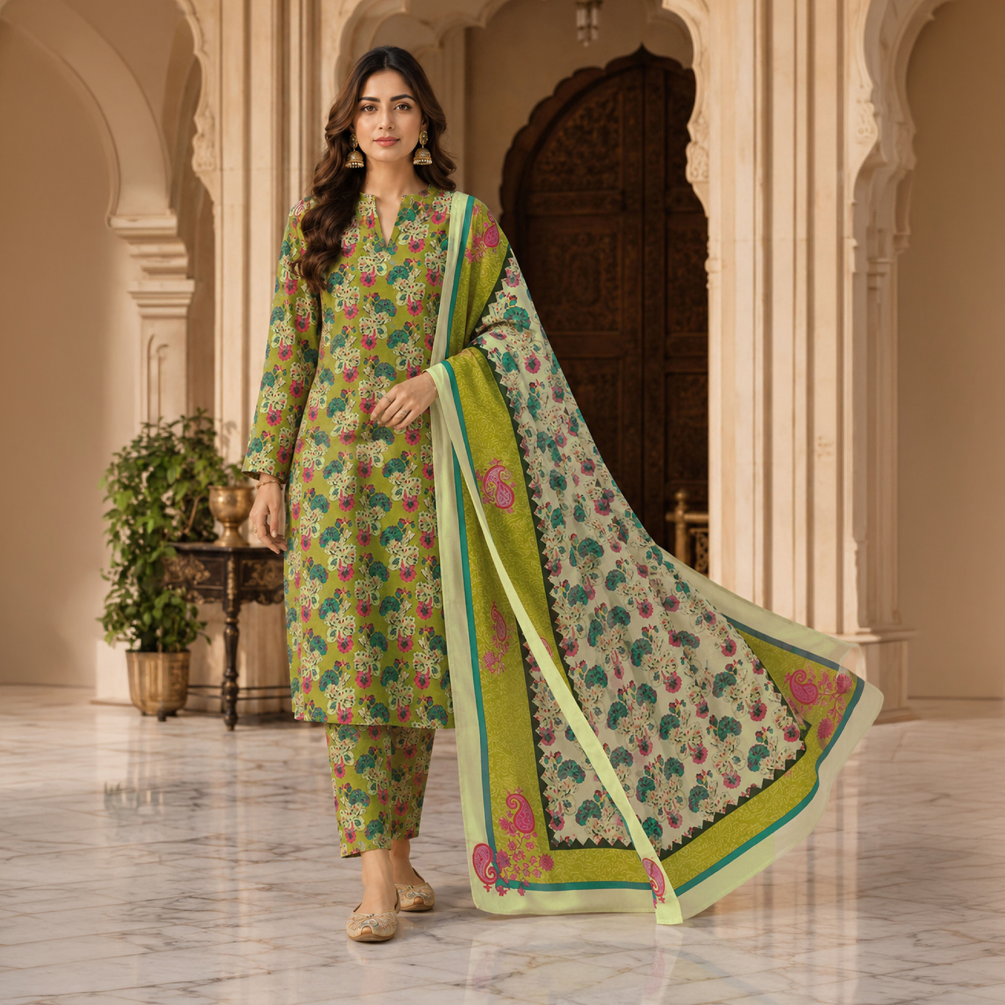 Kleren 3 Piece Unstitched or Stitched Digital Printed Doria Lawn Suit for Women with Digital Printed Doria Lawn Shirt & Trouser and Digital Printed Lawn Dupatta - Summer Collection 2026 - Design code : Farda F-28