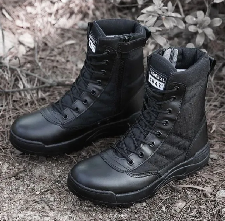 Premium Military Style Combat Boots | Army , Security Guard Shoes | Tactical Long Ankle Durable Outdoor Boots for Men