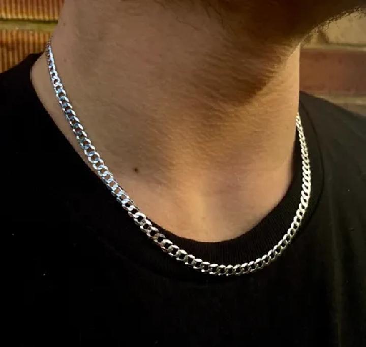 Elegant Silver Cuban Style Chain Necklace For Men Neck Fashion