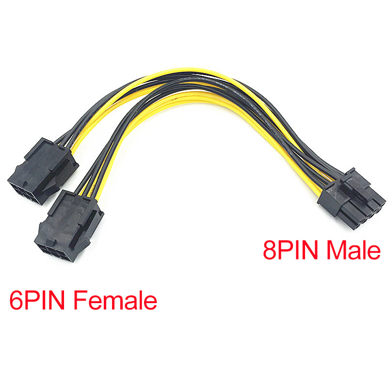 8Pin Male to Dual 6 Pin Female Cable Adapter 20cm CPU 8 Pin To Graphics Video Card PCIe Power Splitter 6Pin Male to 8Pin Female