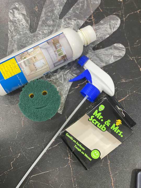 Magic Cleaning Spray with Scrubber | Multi Purpose Cleaner for Dirt Rust & Stains | Cleaning Spray Kit with Gloves