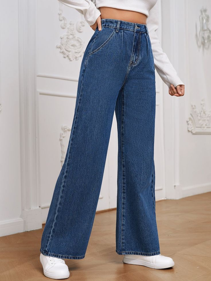 Baggy Denim Dark Blue Jeans For Women And Girls All Seasons Top Notch Quality