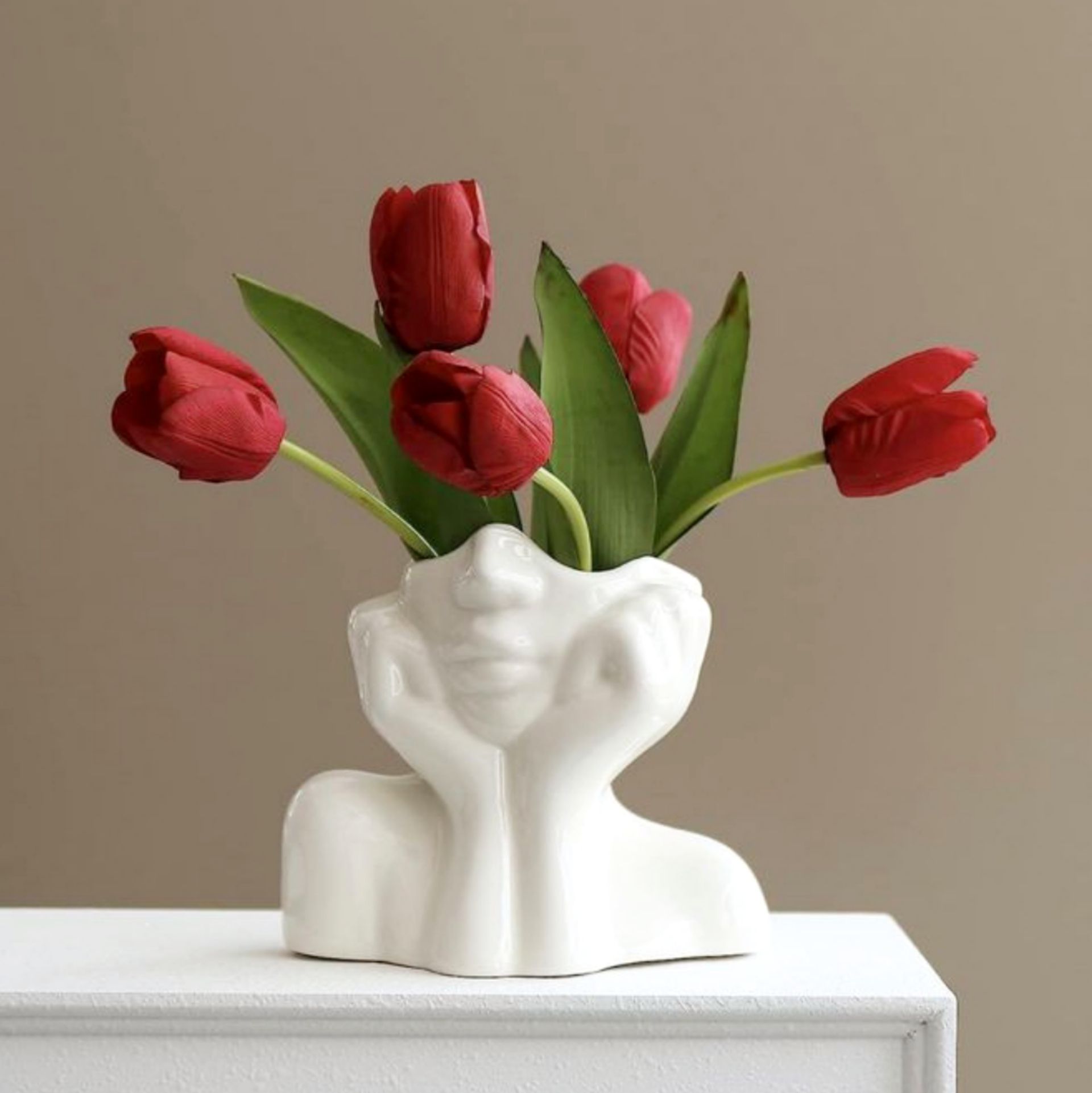 Small Face Sculpture Vase Modern Home Decor