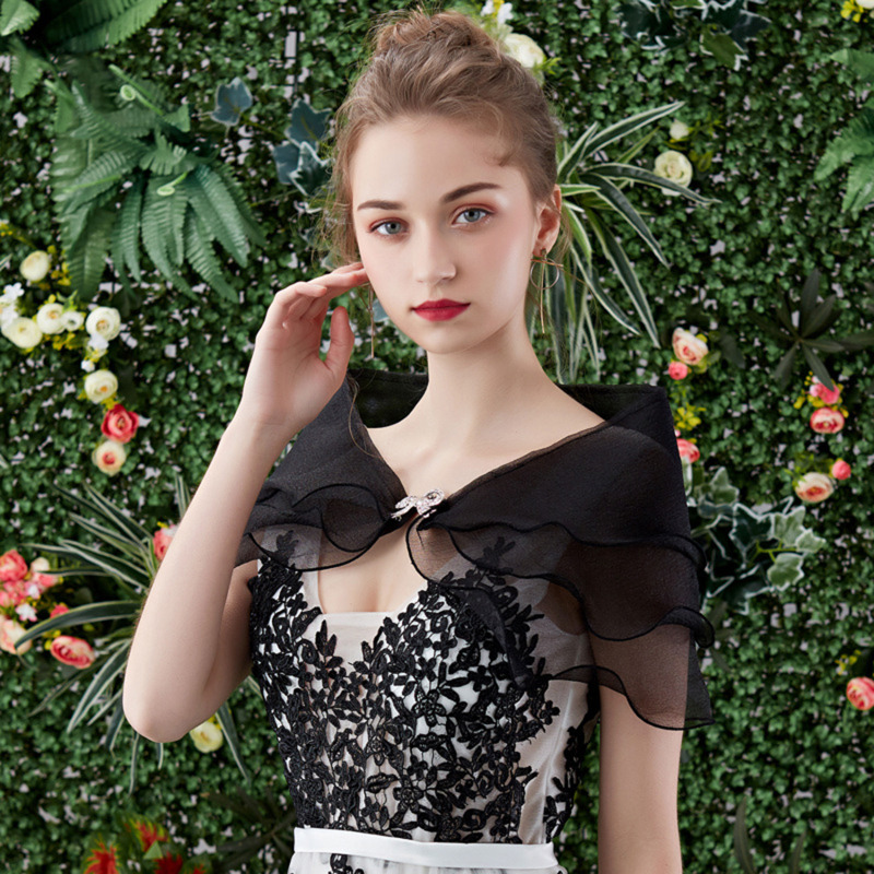 1PC Tulle Lace Shawl Lace Short Sleeve Shrug Bridal Wedding Cape Elegant Evening Dress Shawl Party Shawl Banquet Dress Cloak