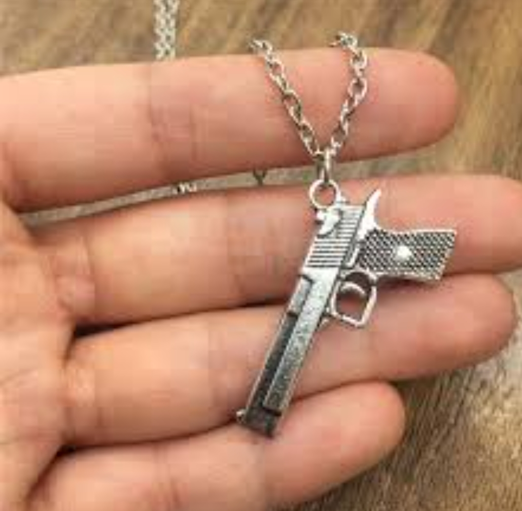 HOT SELLING MENS SILVER HIP HOP NECKLACE-TOP FASHION HIGH RECOMEND GUN STYLE HIP HOP  NACKLACE /PENDANT  FOR MEN MENS FASHION JEWELRY NEVER FADE COLOR
