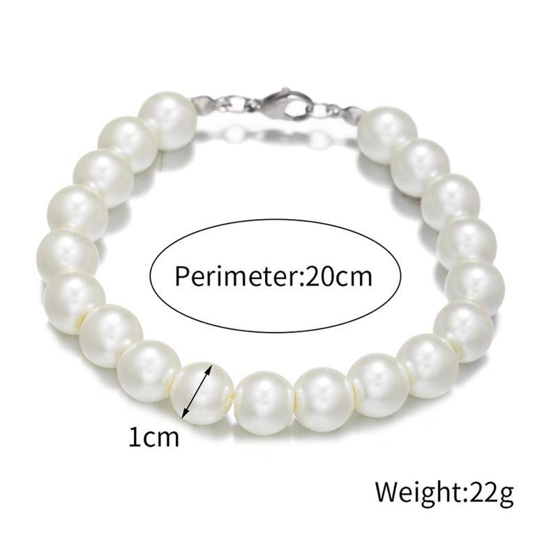 6/8/10mm White Glass Pearl Bracelets 2022 Resin Bangles Handmade Elastic Beads Bracelet For Women Men Fine Jewelry Wedding Gift