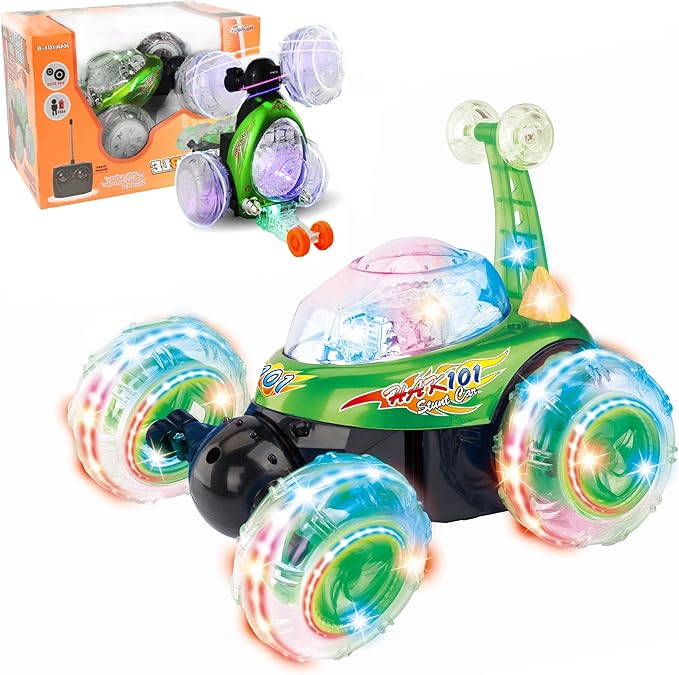 s 360' Rotated and Musical Angry Bird Rechargeable Remote Control Stunt Car for Kids (Red)