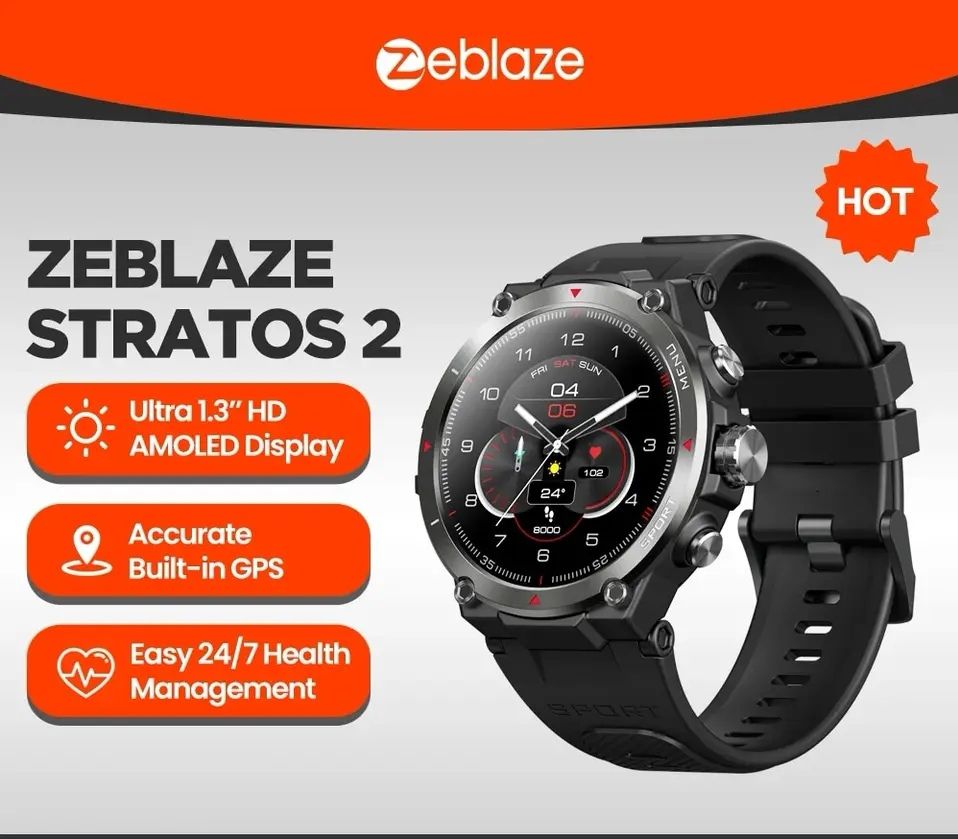 Zeblaze Stratos GPS Smart Watch AMOLED Display 24h Health