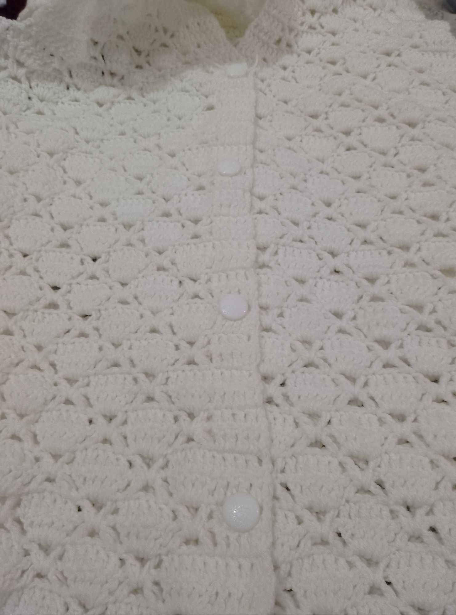 Women's Sleevesless Crocheted Cardigan/ White Color Handmade Crocheted Half Cardigan/ Size L