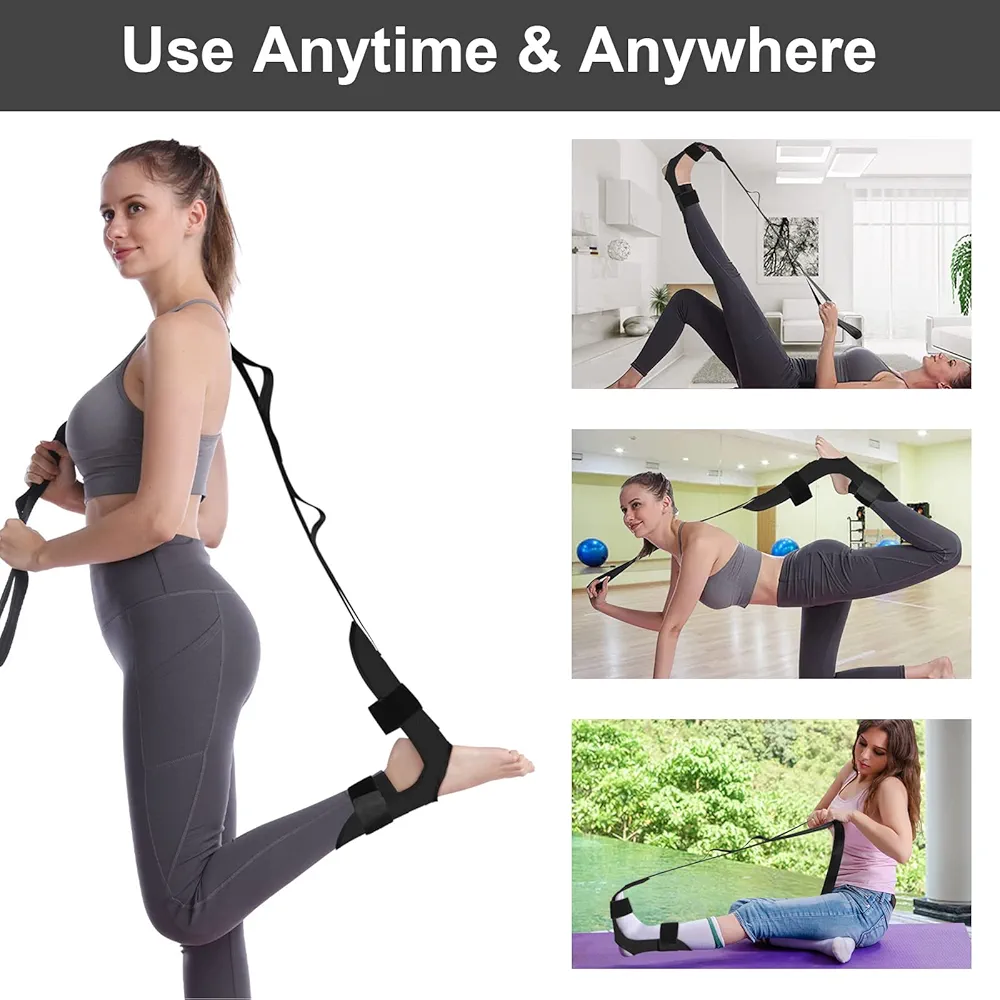 Yoga Foot & Leg Stretch Strap,Foot and Calf Stretcher Belt with Loops -Stretching Strap For Plantar Fasciitis, Heel Spurs, Foot Drop, Achilles Tendonitis & Hamstring , Gymnastic Hamstring Strength Training