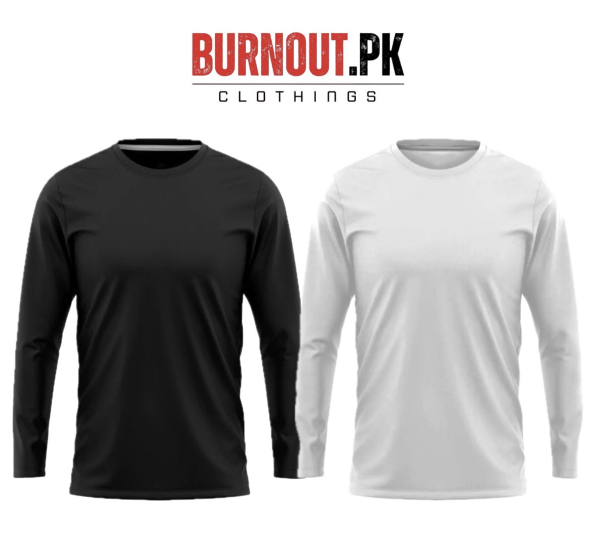 BURNOUT.PK NEW TRENDY SUMMER COLLECTION PACK OF 2 FULL SLEEVE PLANE BASIC TSHIRTS FOR MENS AND WOMENS