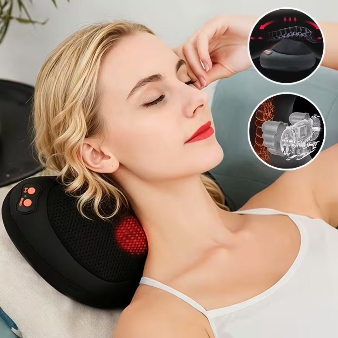 3D Rotating Neck & Shoulder Massager with Deep Kneading Nodes | Electric Shiatsu Massage Pillow with 3 Speed Levels | Back, Waist, Legs & Feet Massager