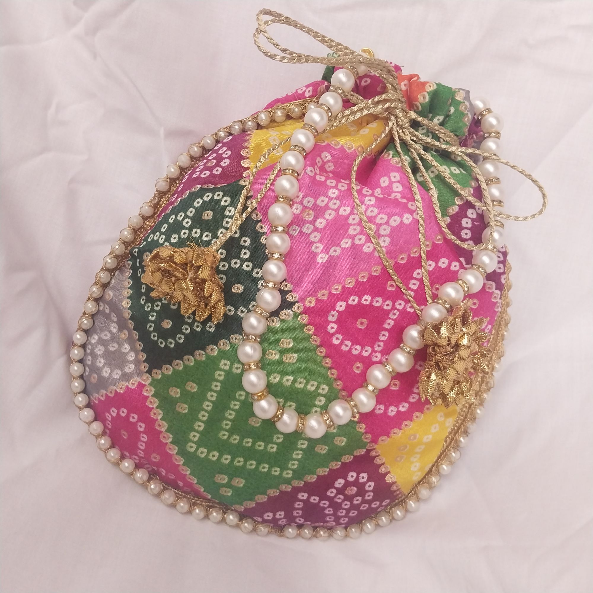 colorful fancy potli pouch clutch new design handbag