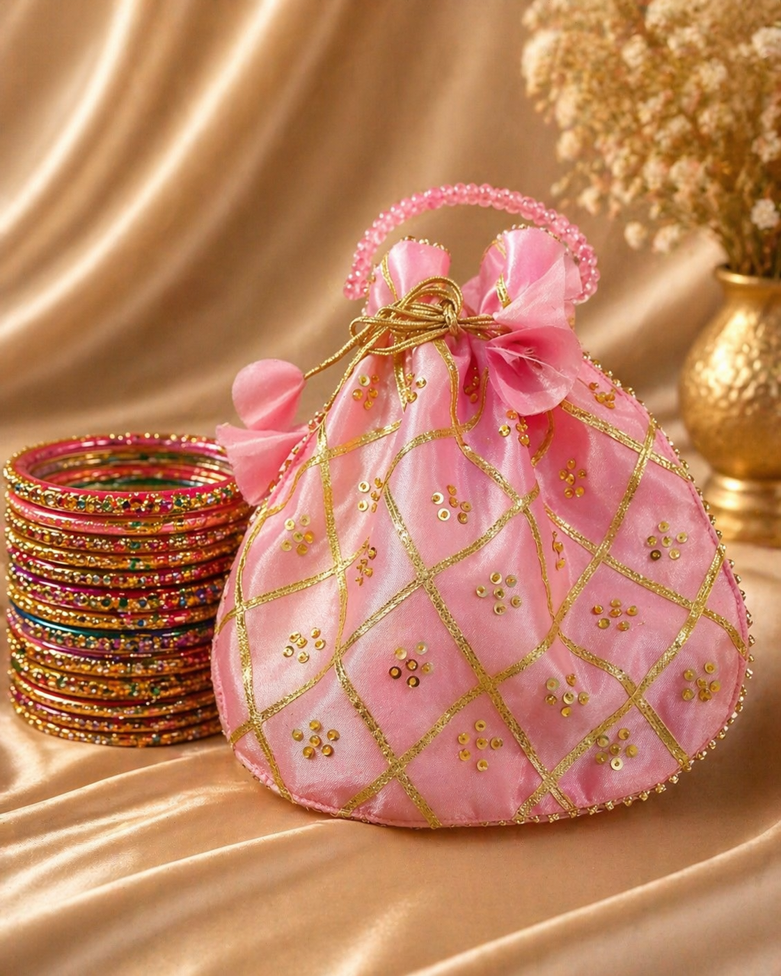 Fancy Embroidered clutch/Potli bag for Wedding,Parties traditional Potli gol bag handmade gotta work