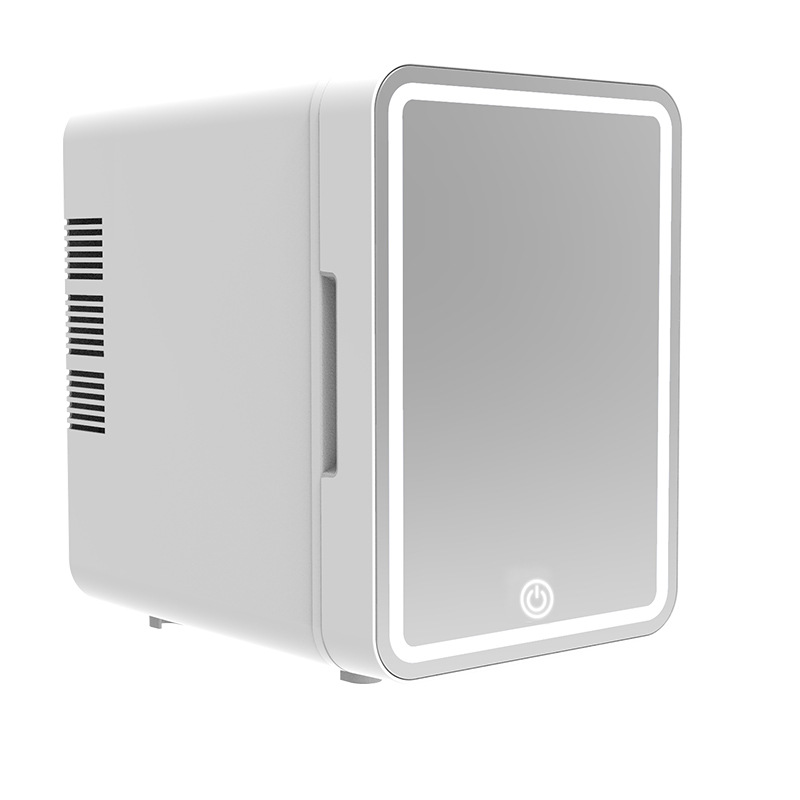 4L Mini Makeup Fridge with LED Light Mirror Portable Cosmetic Storage Refrigerator Cooler&Warmer Freezer for  Car (white) 12V