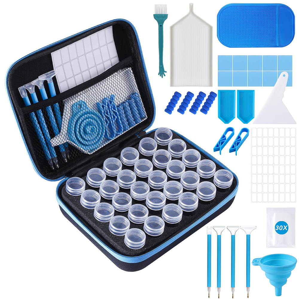 5D Complete Diamond Painting Tools Kit Accessories with Storage Bag 28 Slots Jars Drill Pens Trays Funnels for Adults DIY Crafts