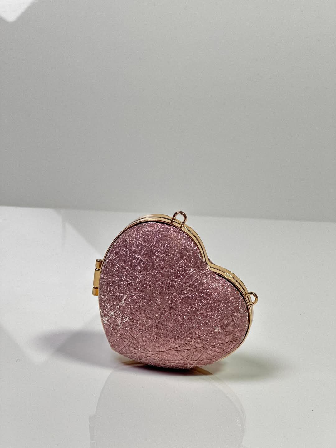 Sparkly Heart Shaped Clutch Bag – Glitter Evening Party Purse for Women