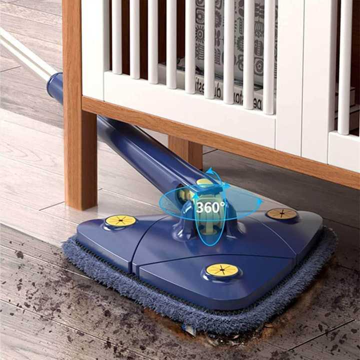 360° Rotatable Triangle Cleaning Mop – Adjustable Long Handle Extendable Wall, Ceiling & Floor Cleaner with Reusable Microfiber Pad