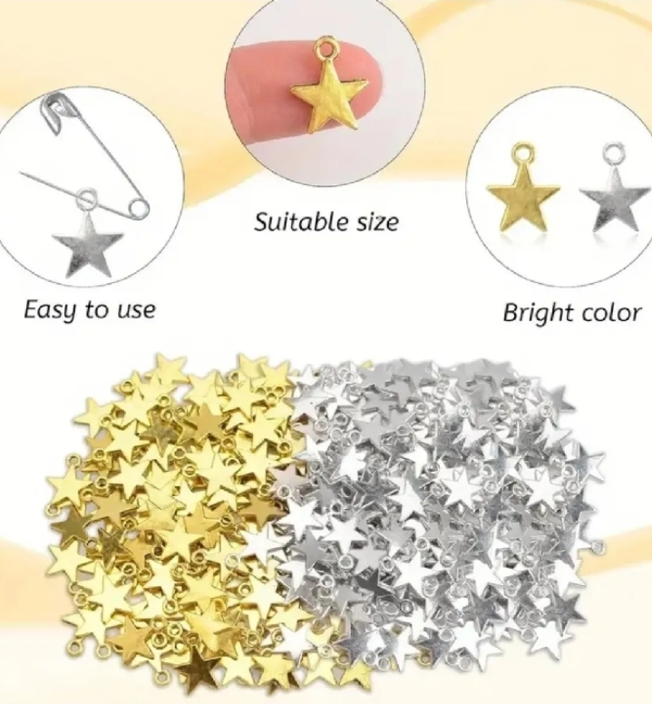 20 /50 /100 Pcs Stainless Steel Star And Moon Charms For Jewellery Making Supplies - DIY Accessories Bracelets Necklace Earrings