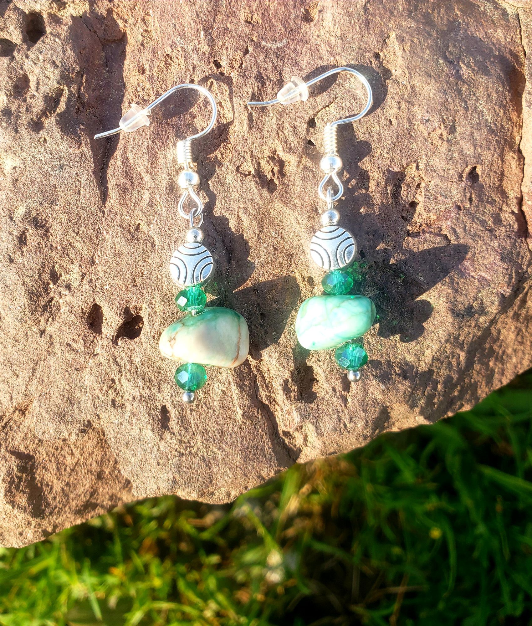 Natural Turquoise Earrings,handmade women Jewellry